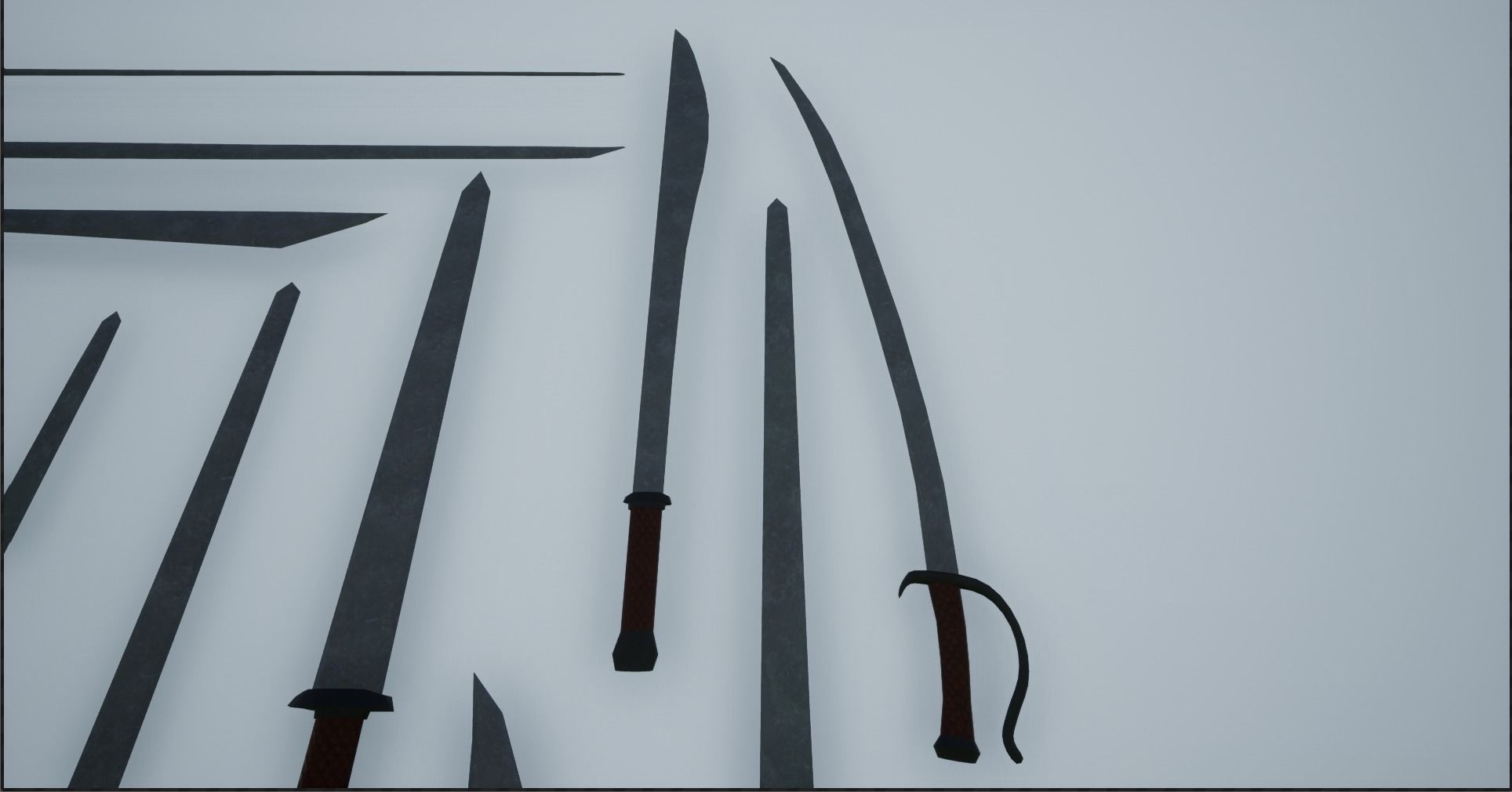 Lowpoly Swords Collection two in snow Low-poly 3D model_5