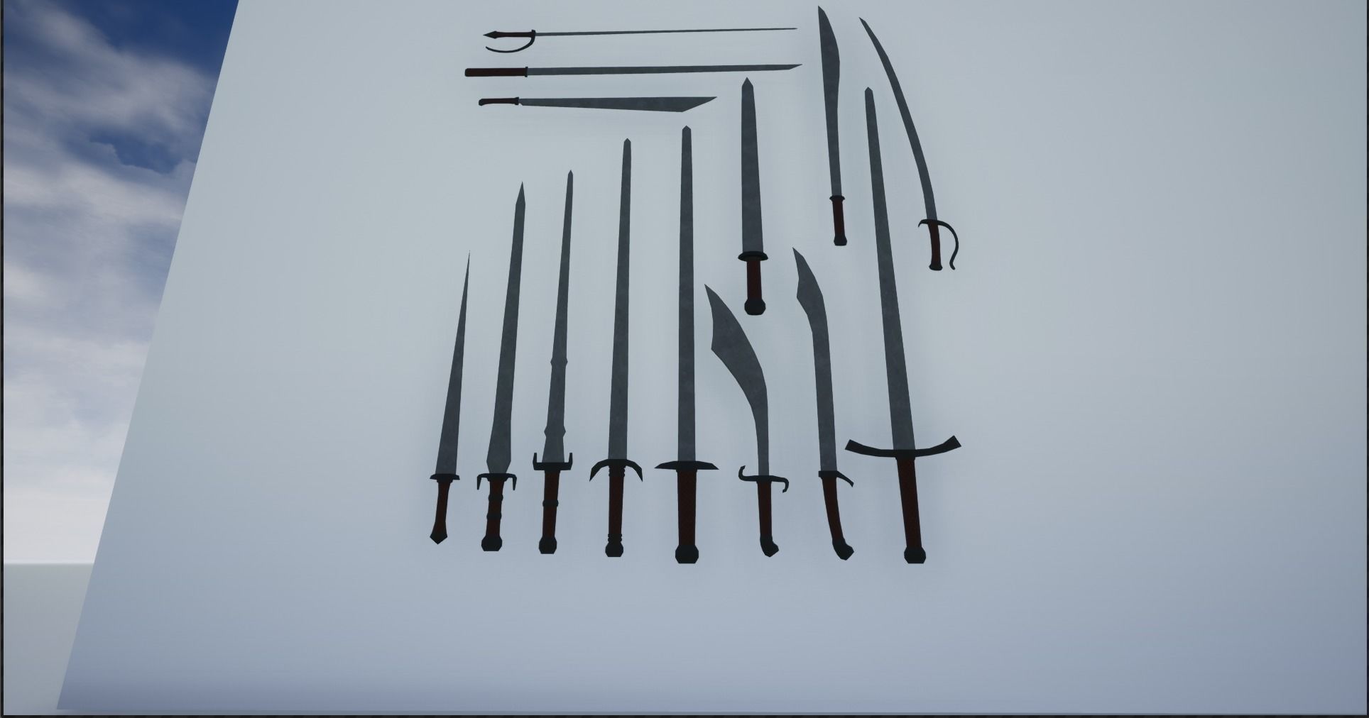 Lowpoly Swords Collection two in snow Low-poly 3D model_8