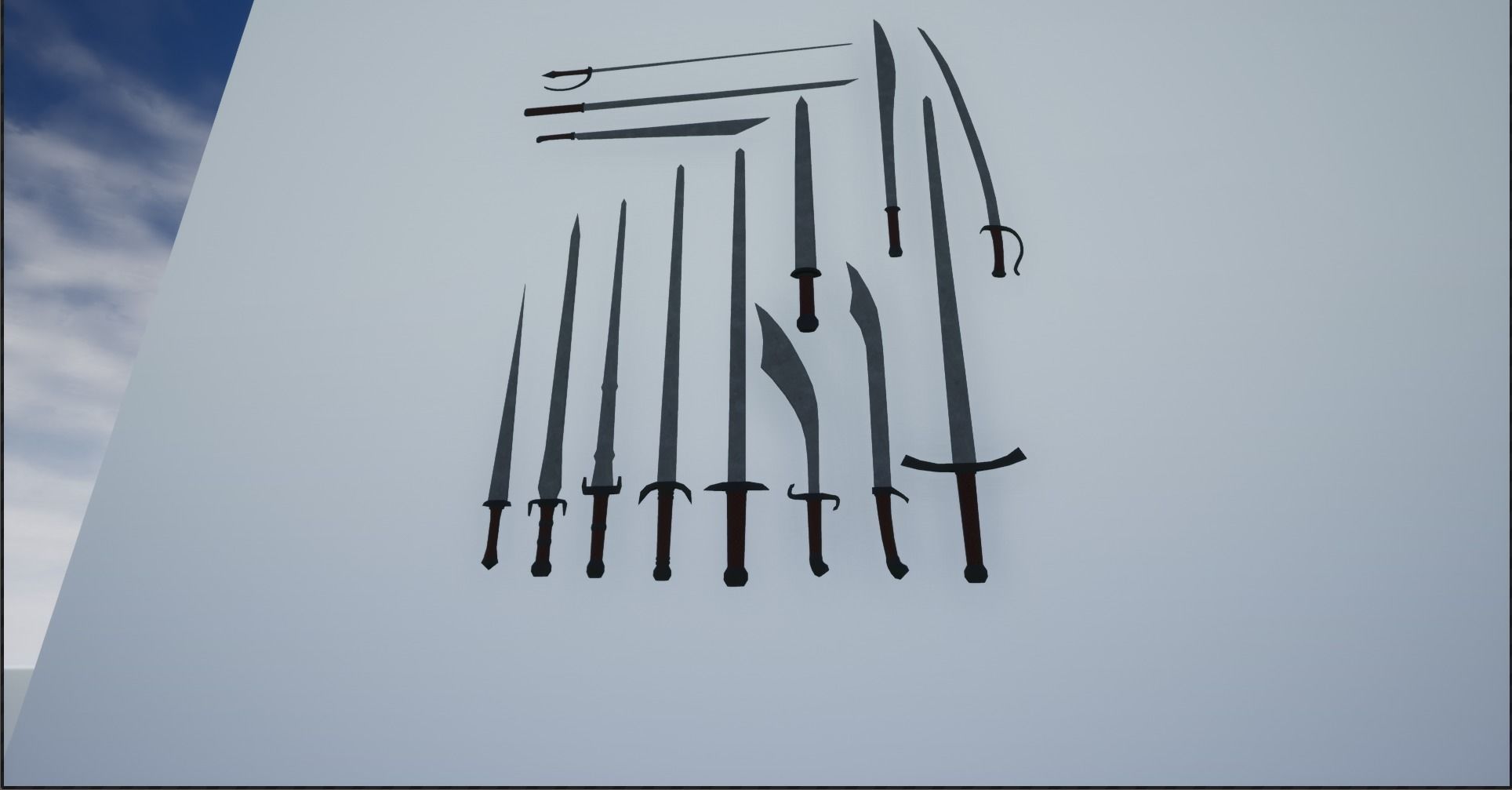 Lowpoly Swords Collection two in snow Low-poly 3D model_2