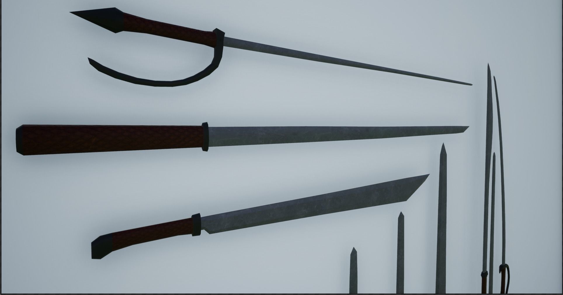Lowpoly Swords Collection two in snow Low-poly 3D model_4