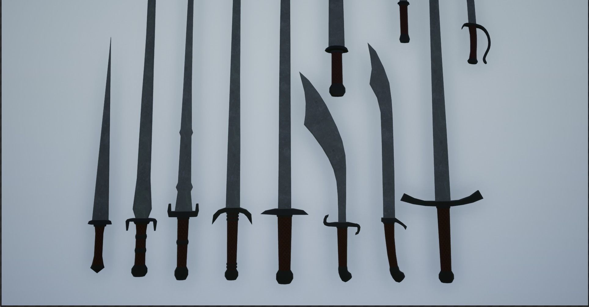 Lowpoly Swords Collection two in snow Low-poly 3D model_1