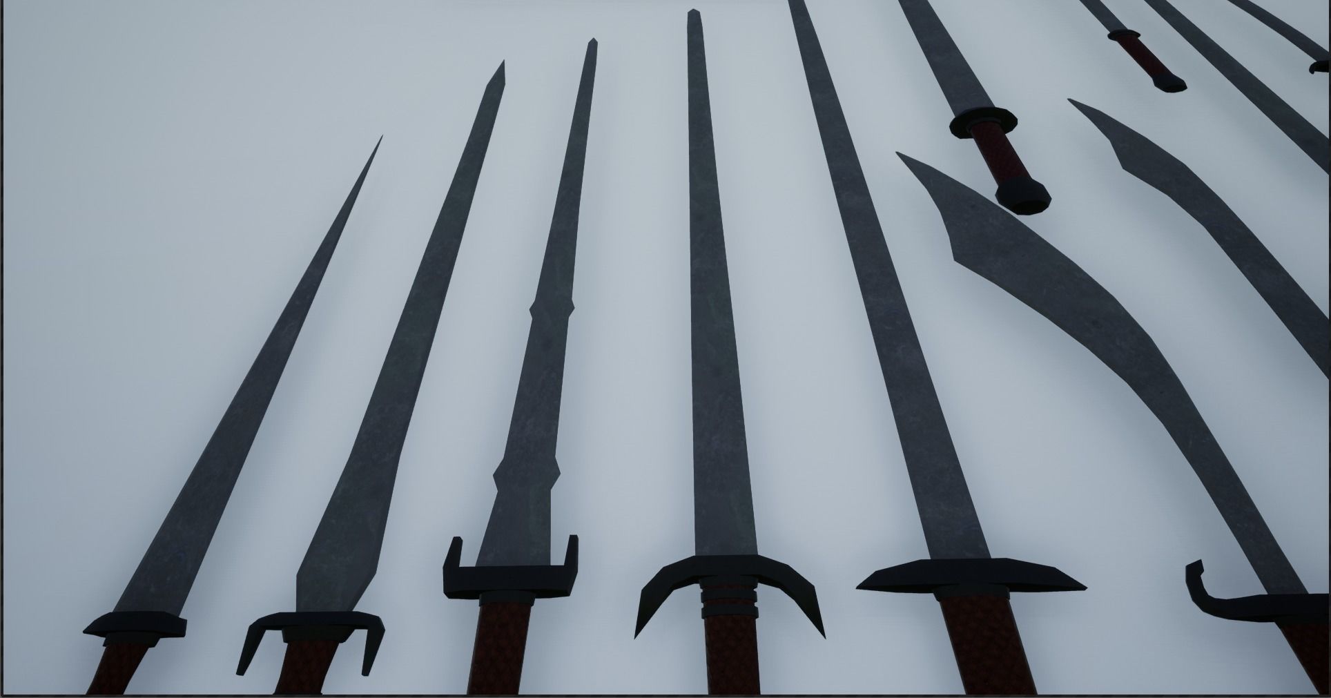 Lowpoly Swords Collection two in snow Low-poly 3D model_6