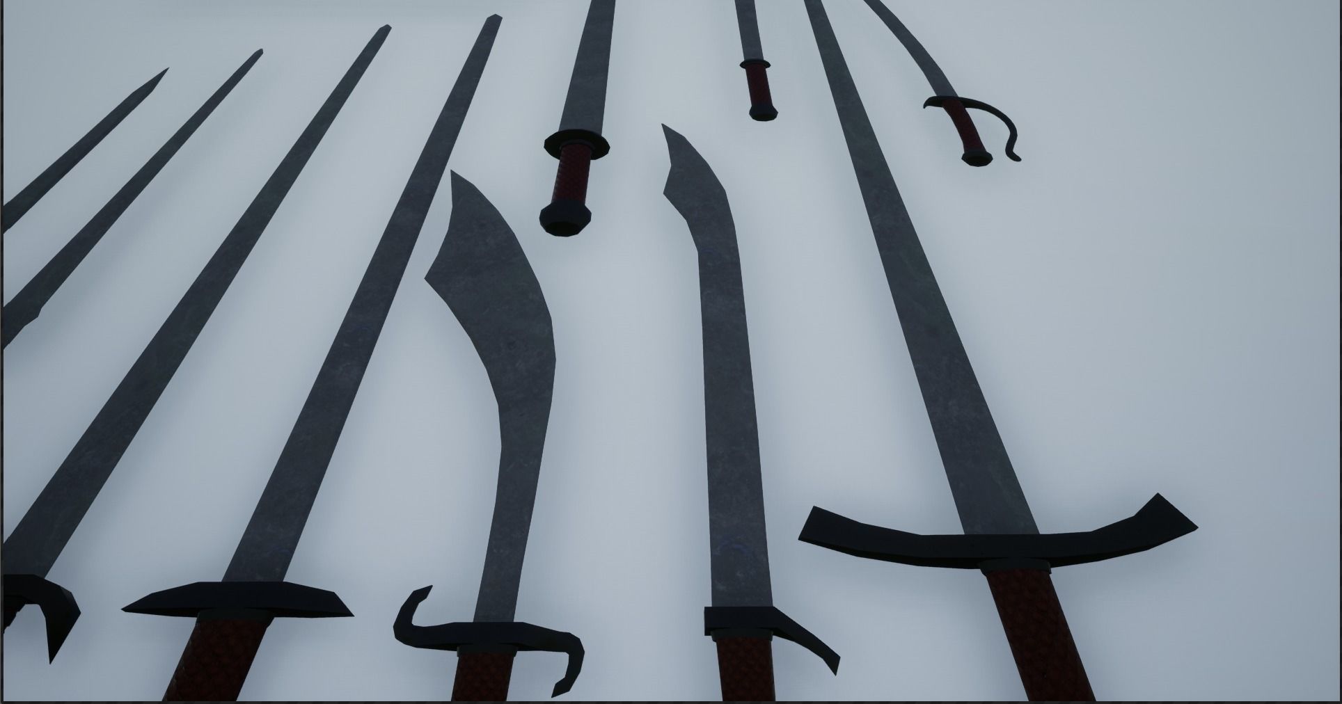 Lowpoly Swords Collection two in snow Low-poly 3D model_7