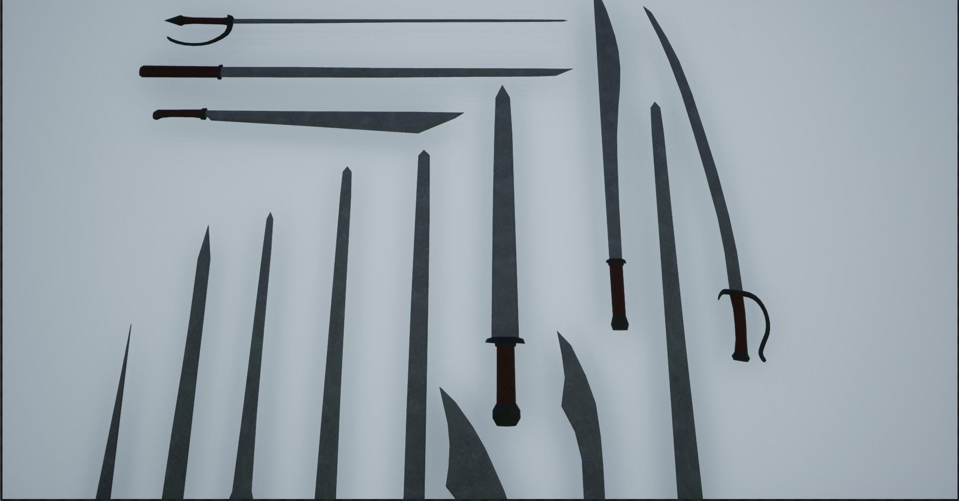 Lowpoly Swords Collection two in snow Low-poly 3D model_10