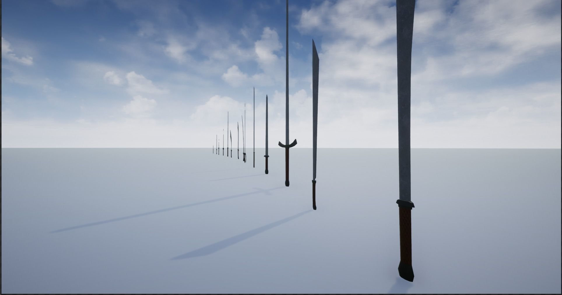 Lowpoly Swords Collection two in snow Low-poly 3D model_13