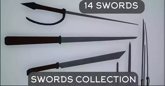 Lowpoly Swords Collection two in snow