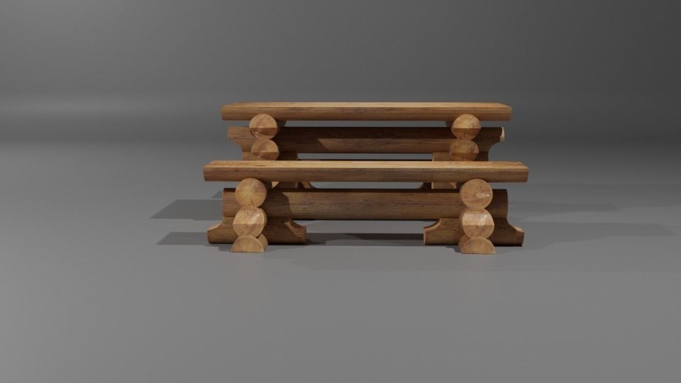 table made of logs Low-poly 3D model_10