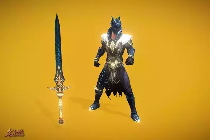 RPG Dark Knight Low-poly 3D model