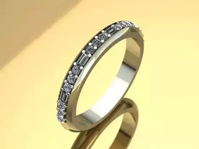 Halfturned Baguette Wedding Ring