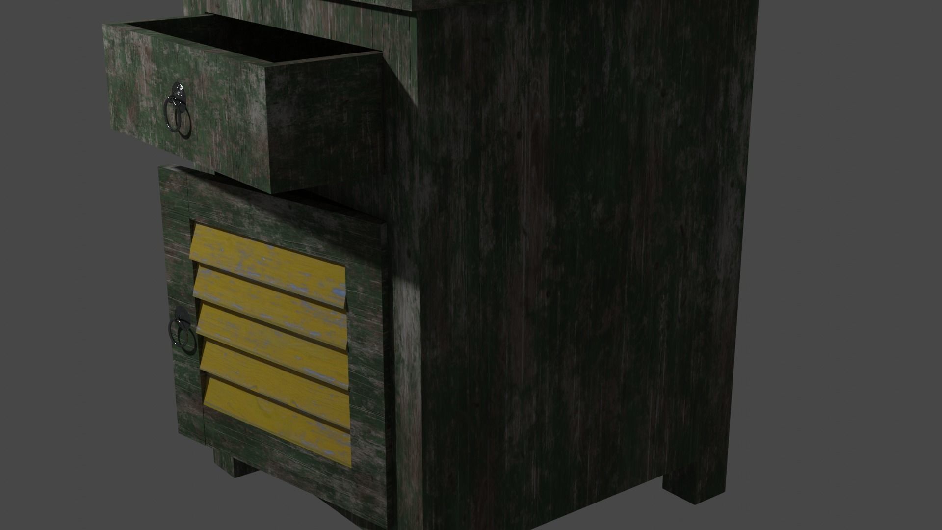 NightStand wooden bedside table with drawers 3D model_1