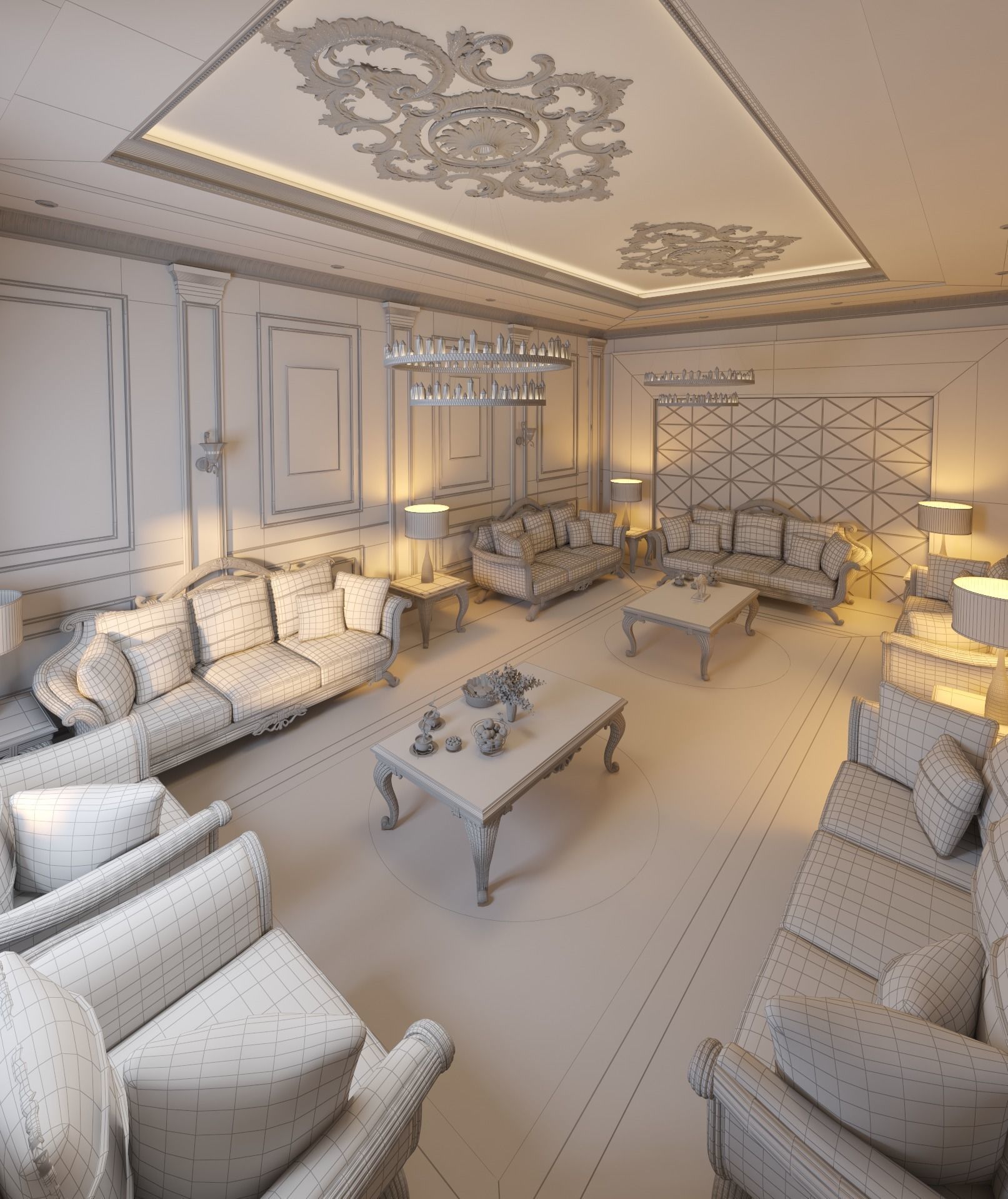 Classic Interior - Classic Living room - Sitting Room  3D model_22