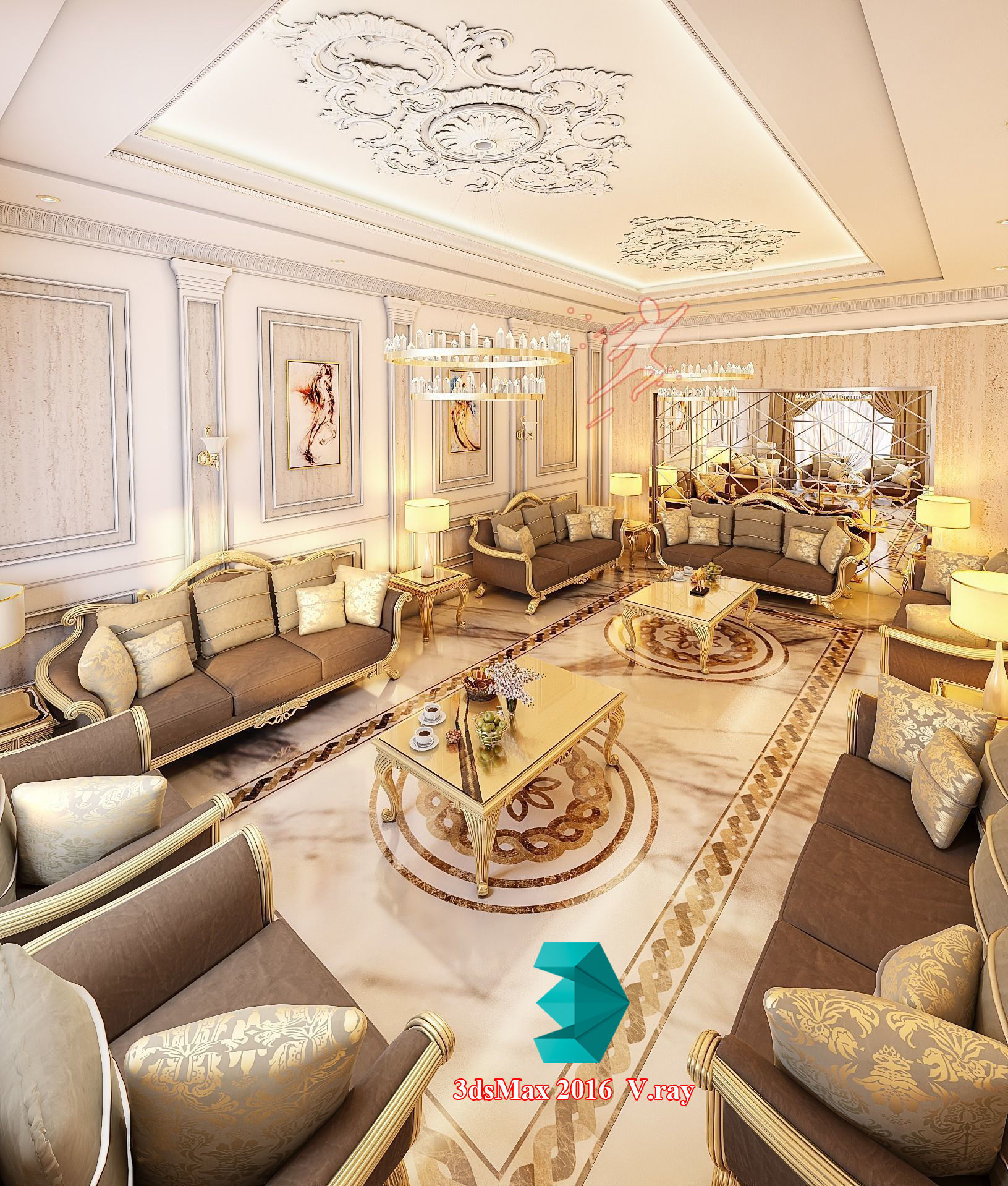 Classic Interior - Classic Living room - Sitting Room  3D model_19