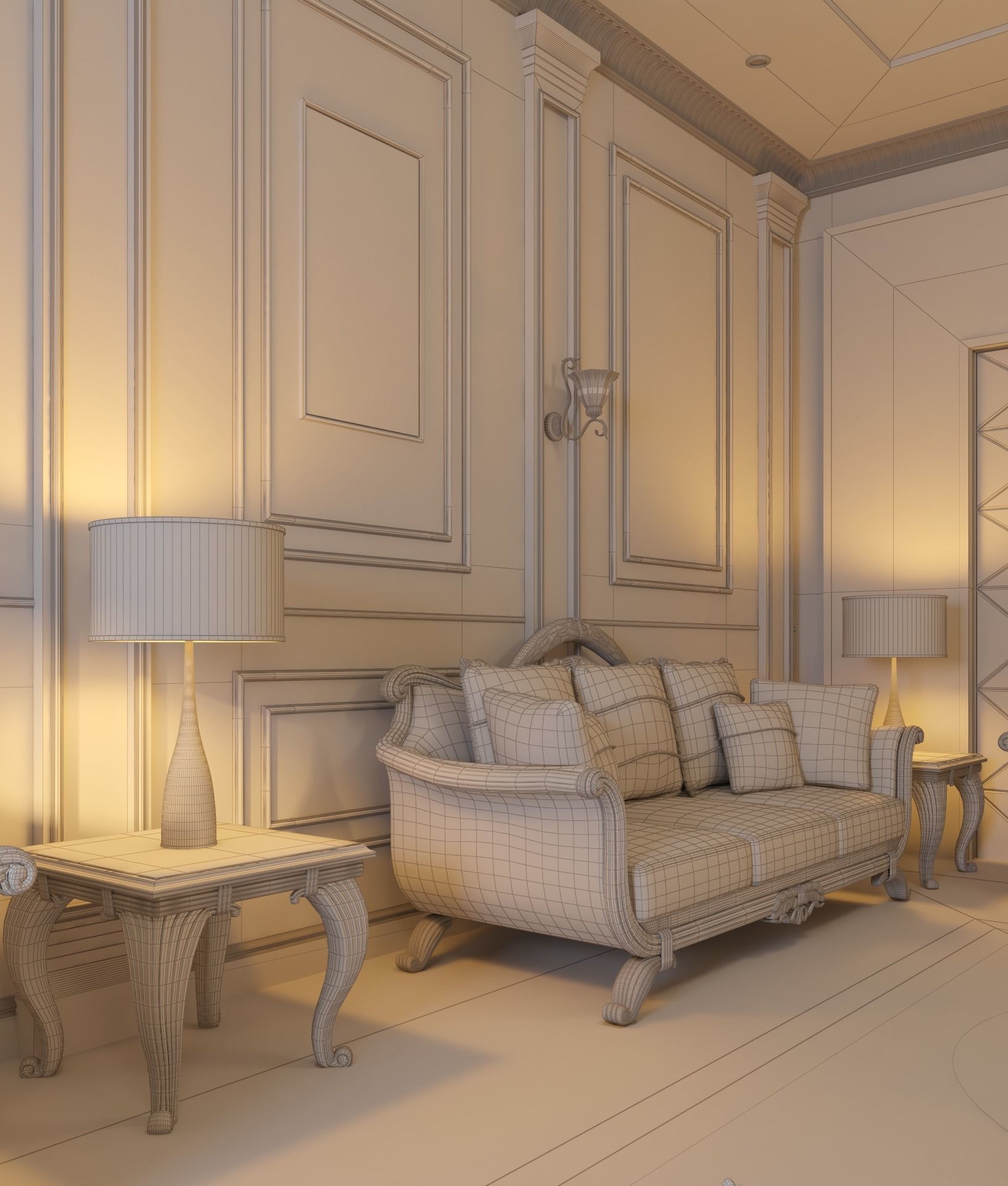 Classic Interior - Classic Living room - Sitting Room  3D model_13