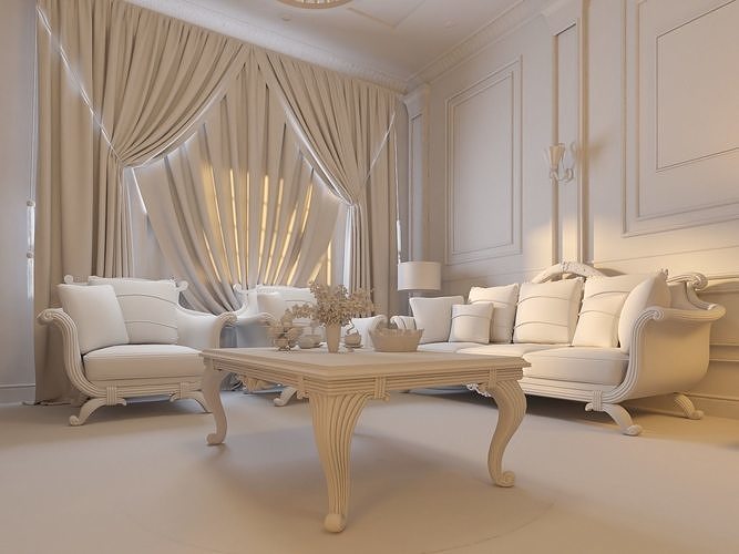 Classic Interior - Classic Living room - Sitting Room  3D model 4