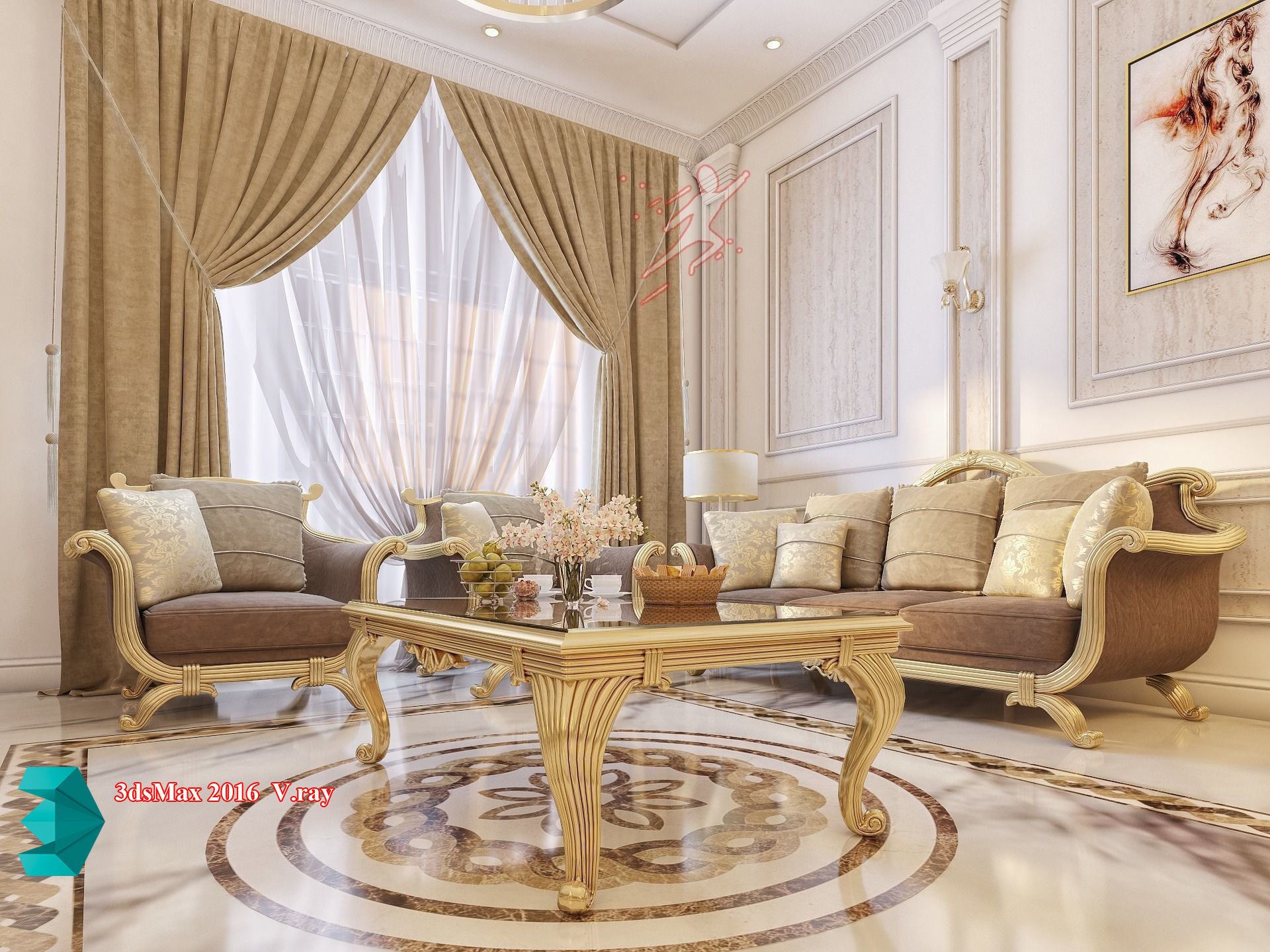 Classic Interior - Classic Living room - Sitting Room  3D model_1