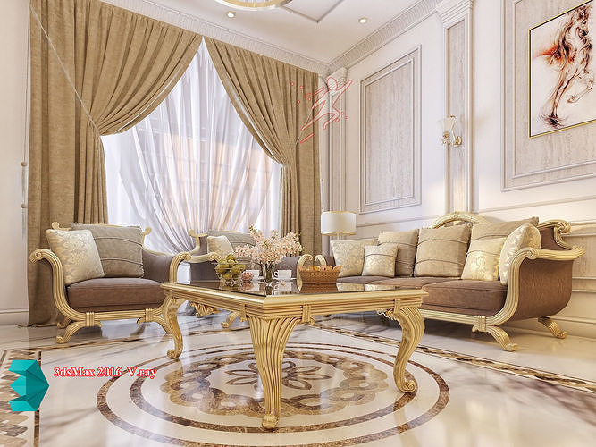 Classic Interior - Classic Living room - Sitting Room  3D model 2