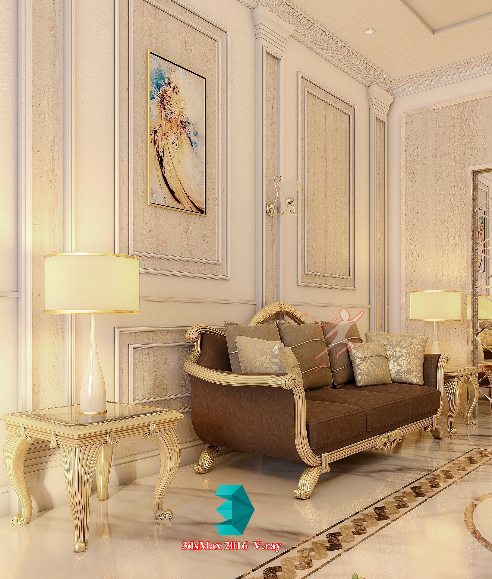 Classic Interior - Classic Living room - Sitting Room  3D model_10