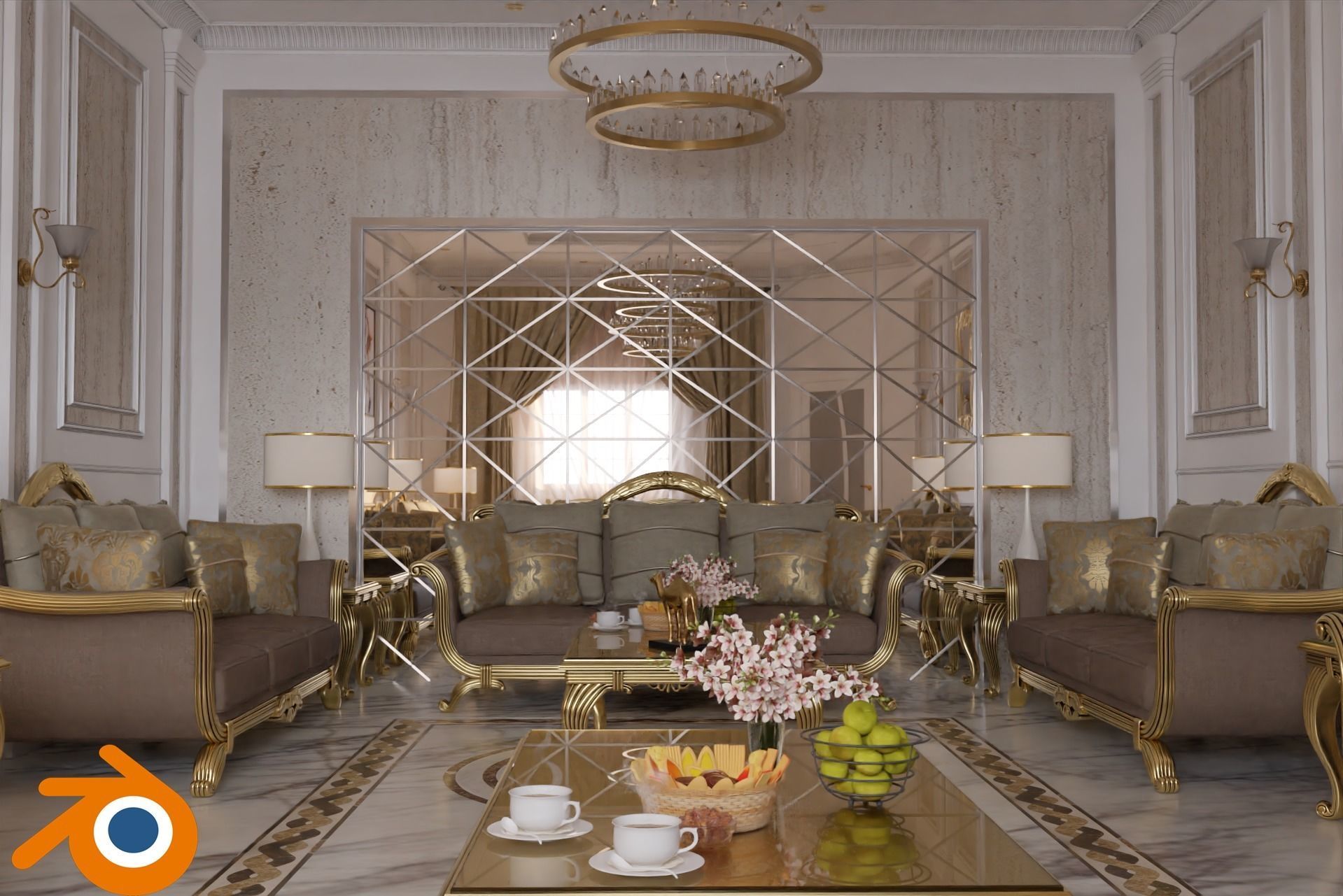 Classic Interior - Classic Living room - Sitting Room  3D model_7