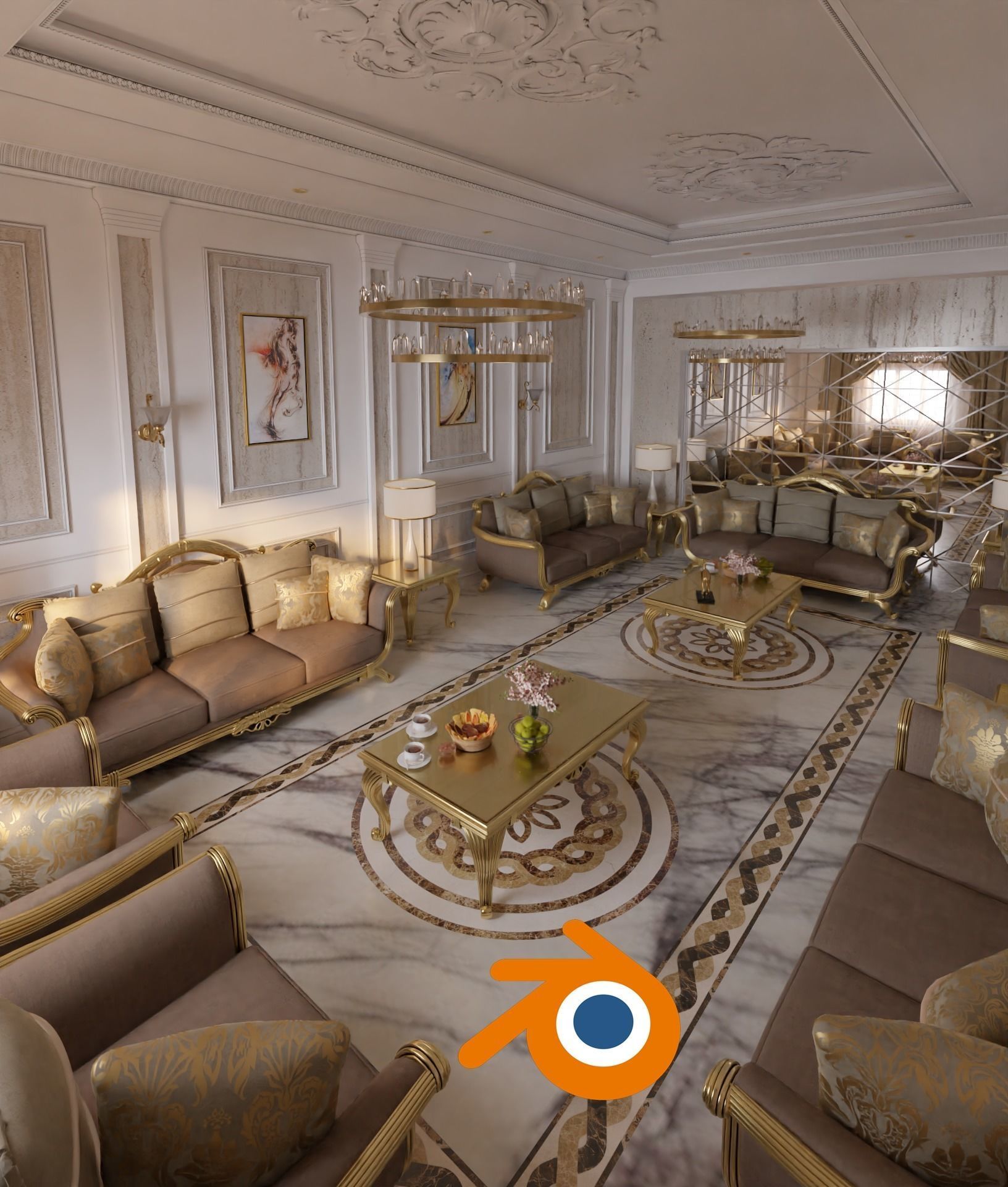 Classic Interior - Classic Living room - Sitting Room  3D model_20