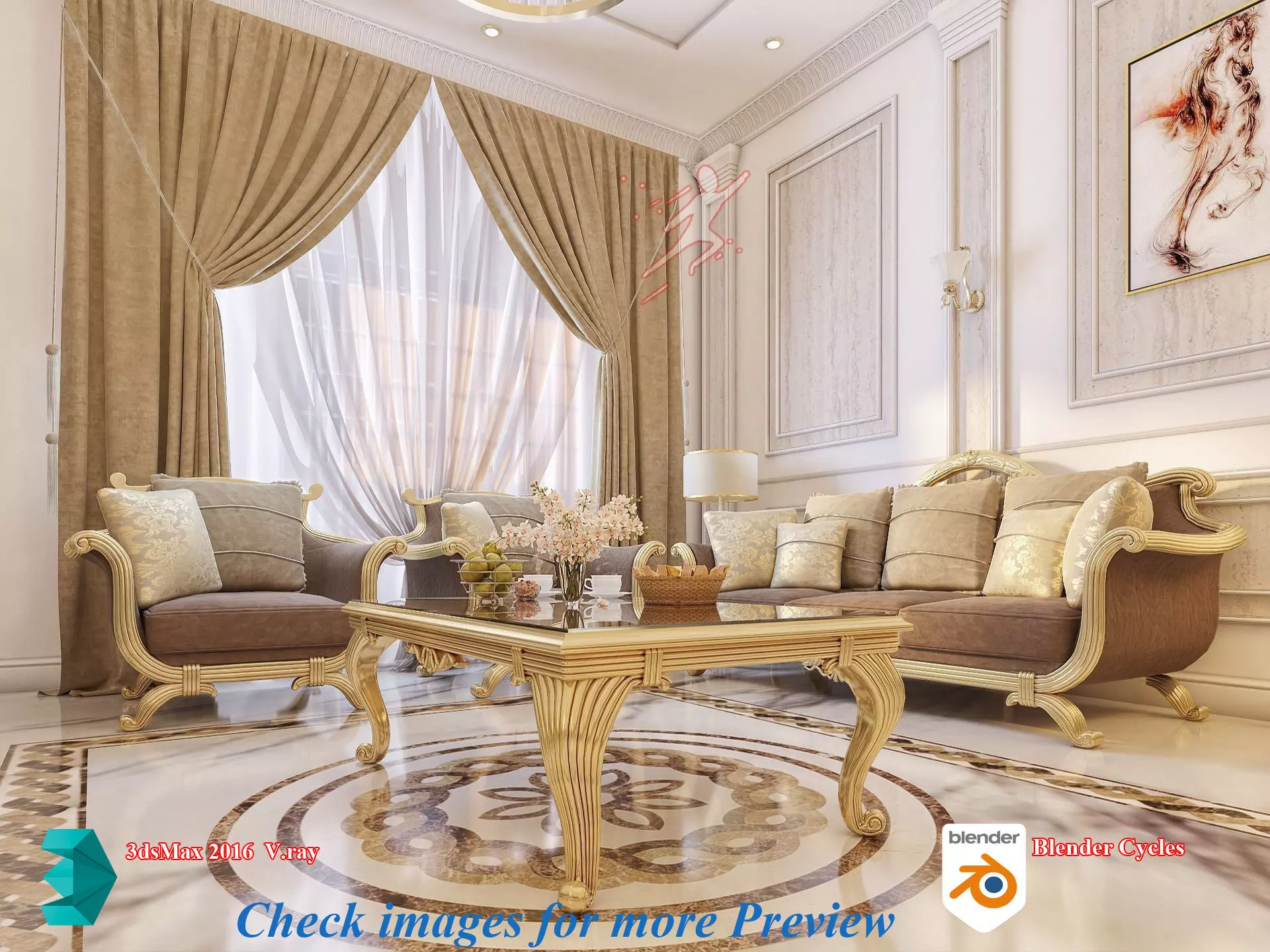 Classic Interior - Classic Living room - Sitting Room  3D model_0
