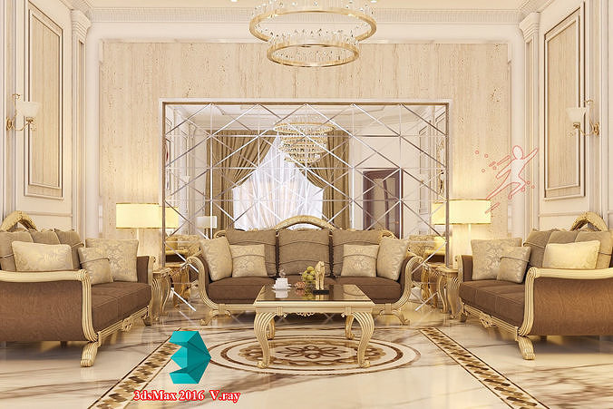 Classic Interior - Classic Living room - Sitting Room  3D model 7