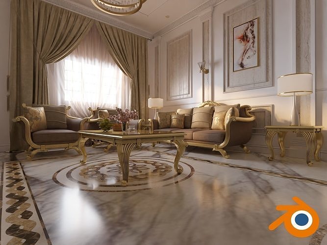 Classic Interior - Classic Living room - Sitting Room  3D model 3