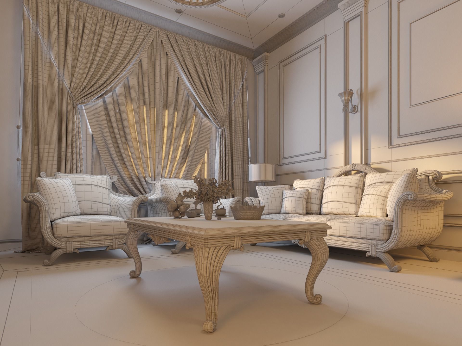 Classic Interior - Classic Living room - Sitting Room  3D model_4