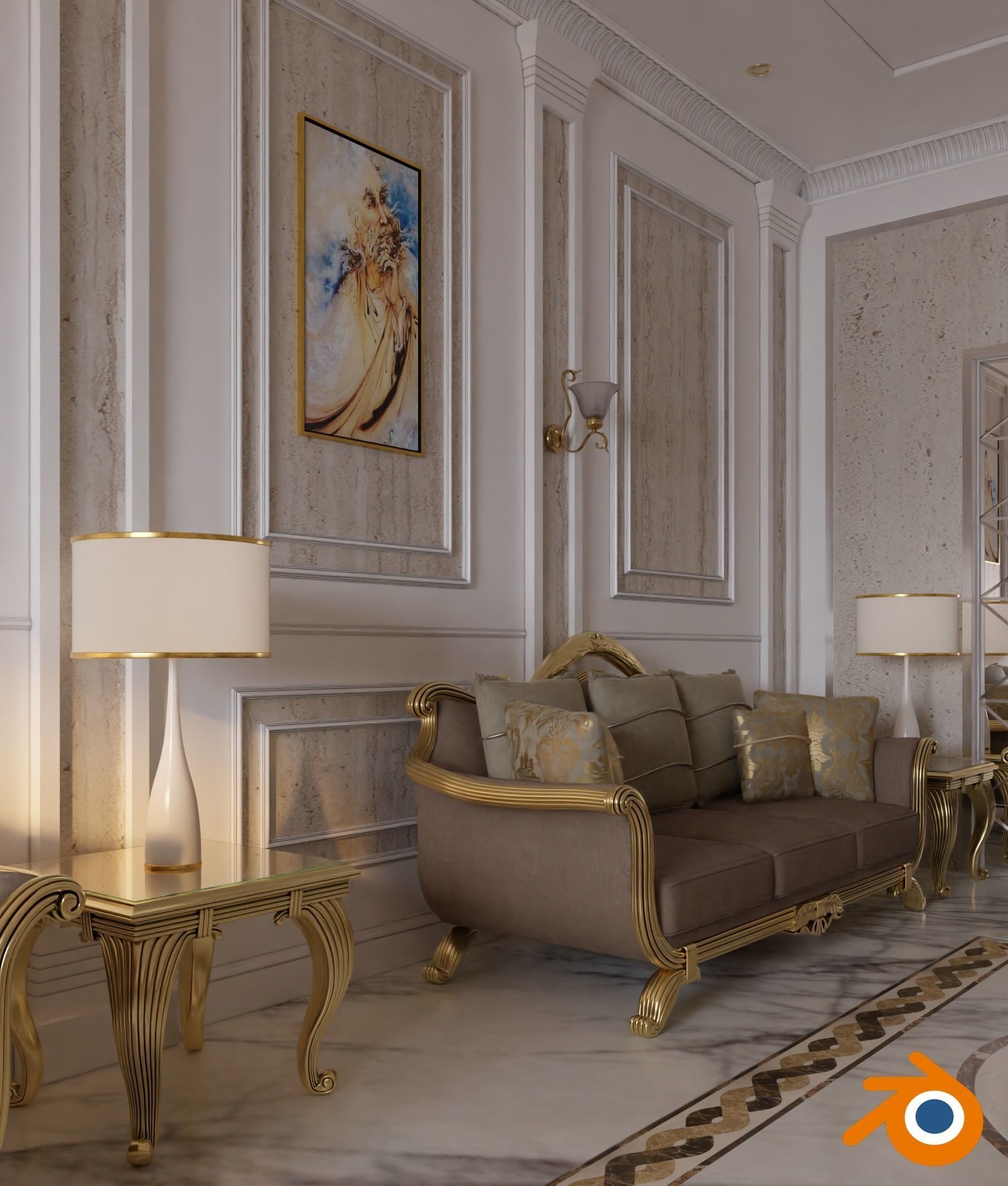 Classic Interior - Classic Living room - Sitting Room  3D model_11