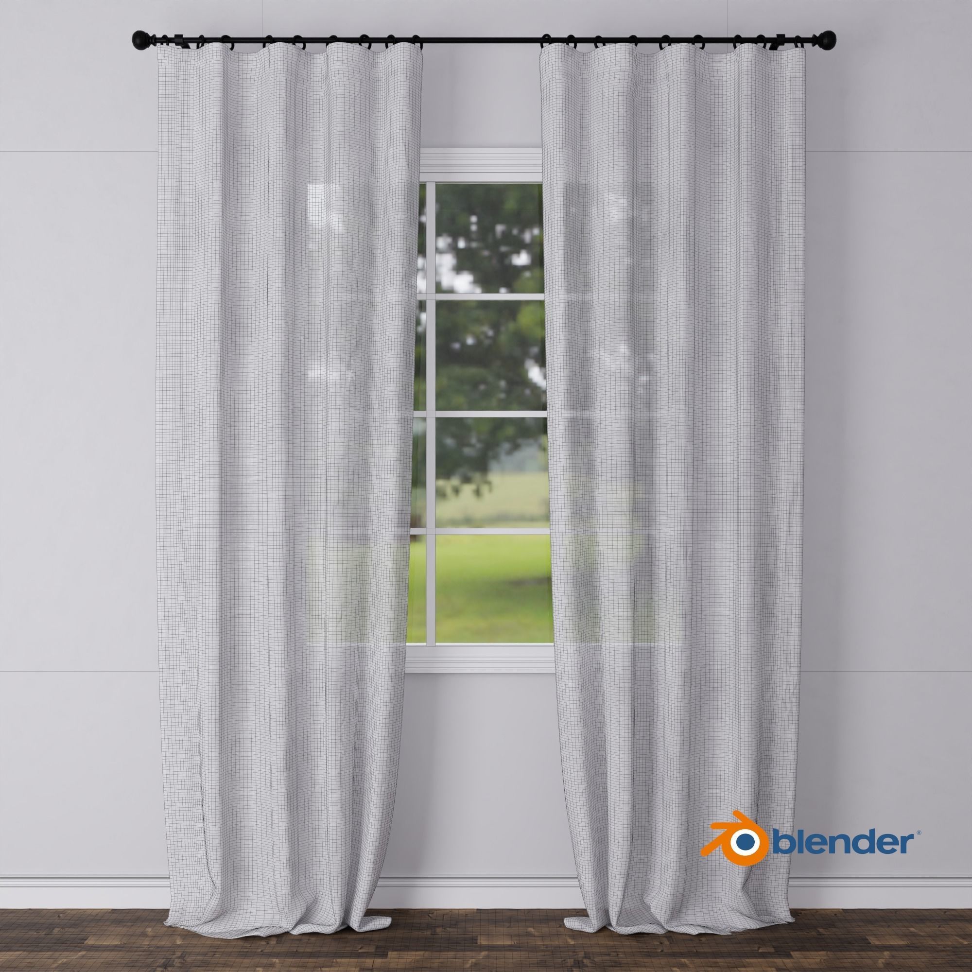 Sheer Linen Curtain - Blender Free 3D model_3