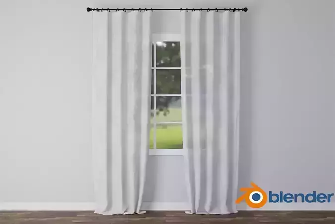 Sheer Linen Curtain - Blender Free 3D model