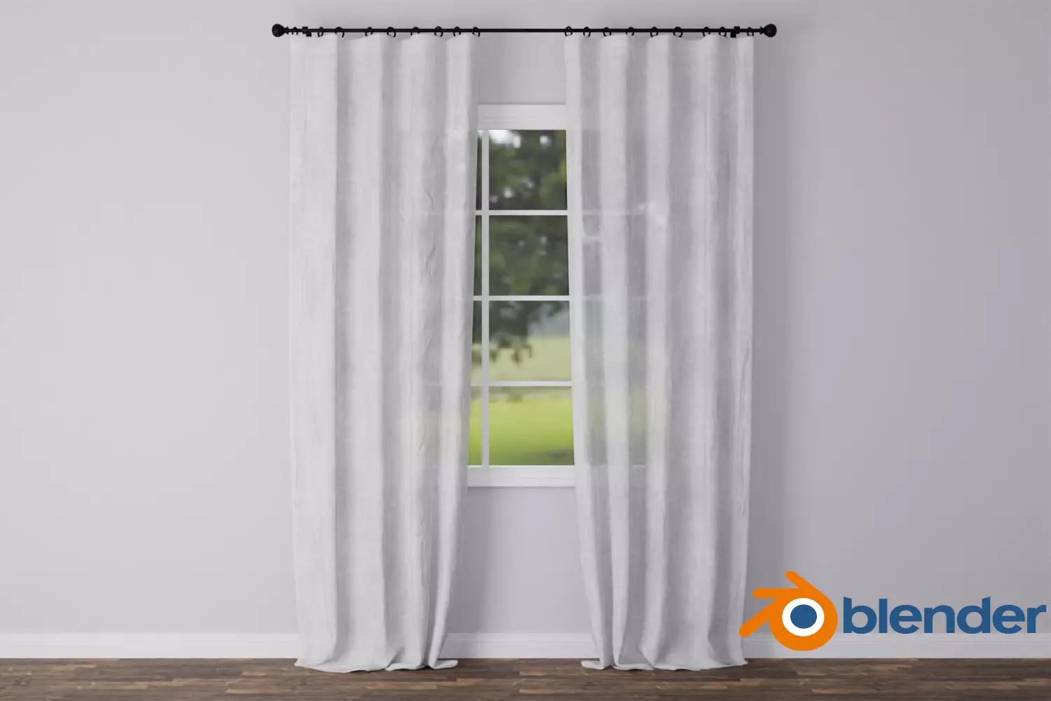 Sheer Linen Curtain - Blender Free 3D model_0