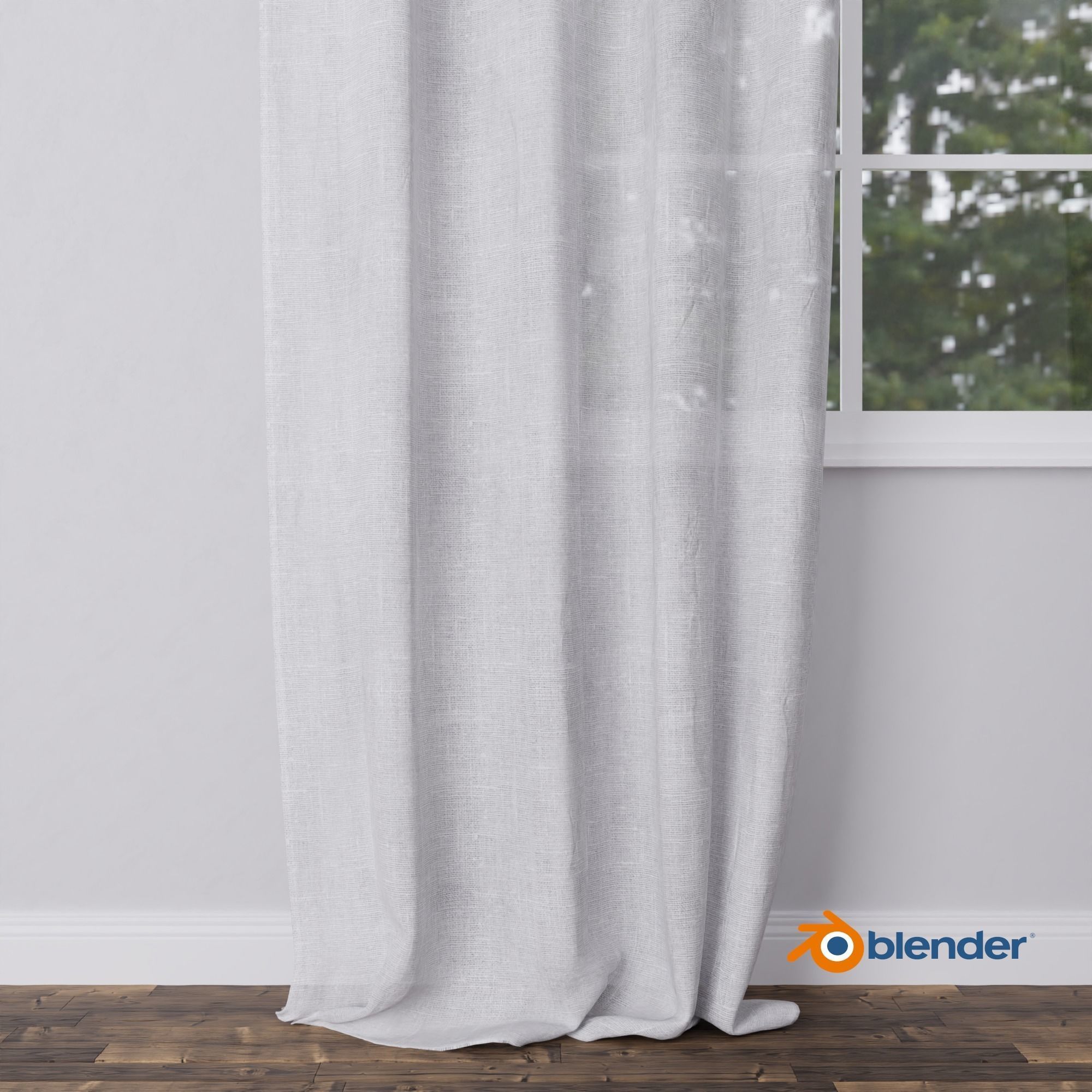 Sheer Linen Curtain - Blender Free 3D model_2