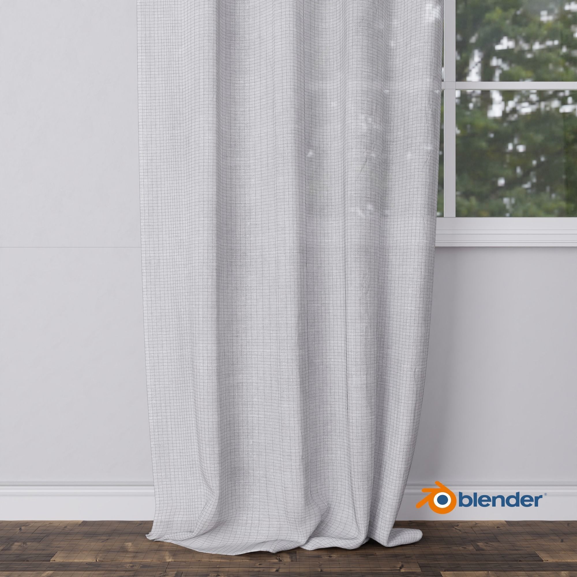 Sheer Linen Curtain - Blender Free 3D model_4