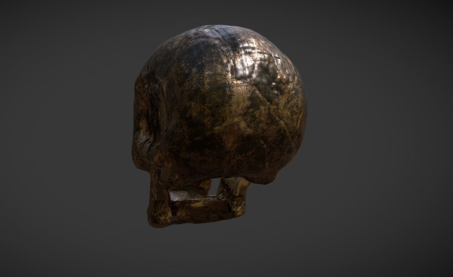 Skull 2 Golded Low-poly 3D model_1