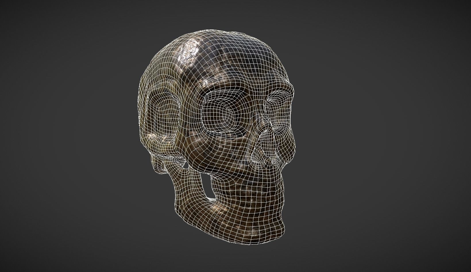 Skull 2 Golded Low-poly 3D model_2