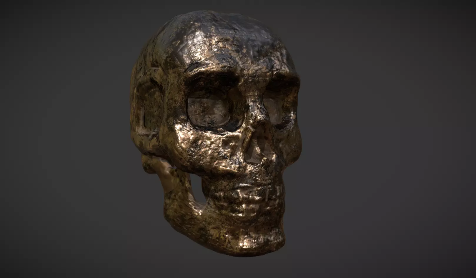 Skull 2 Golded Low-poly 3D model_0