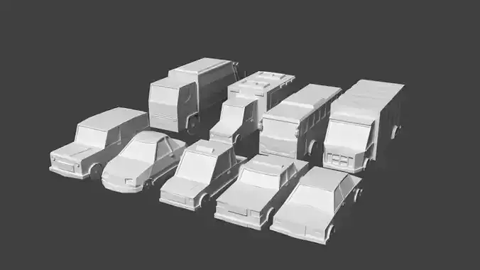Vehicles Low poly 3D Model without color 3D model