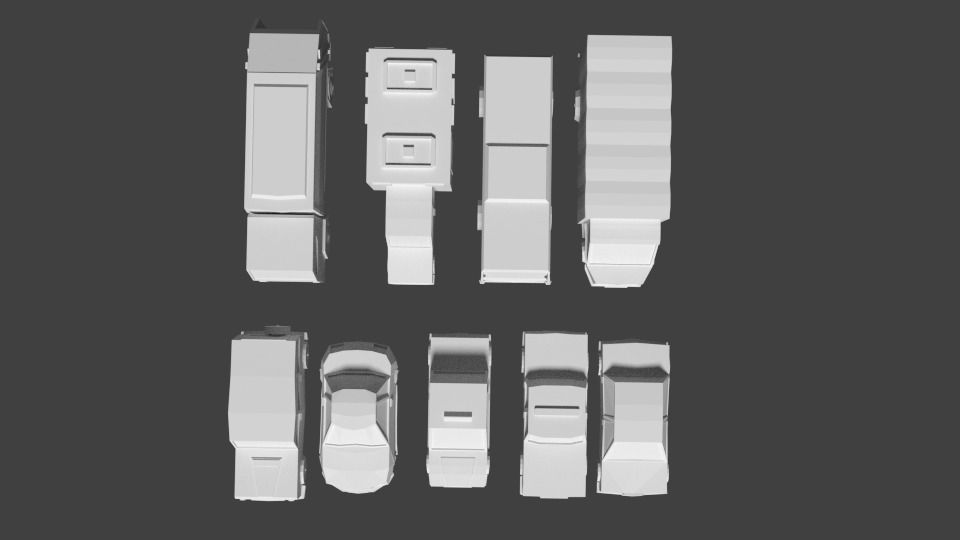 Vehicles Low poly 3D Model without color 3D model_3