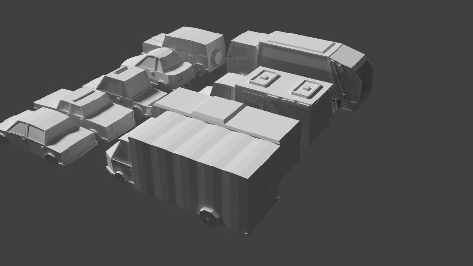 Vehicles Low poly 3D Model without color 3D model_1
