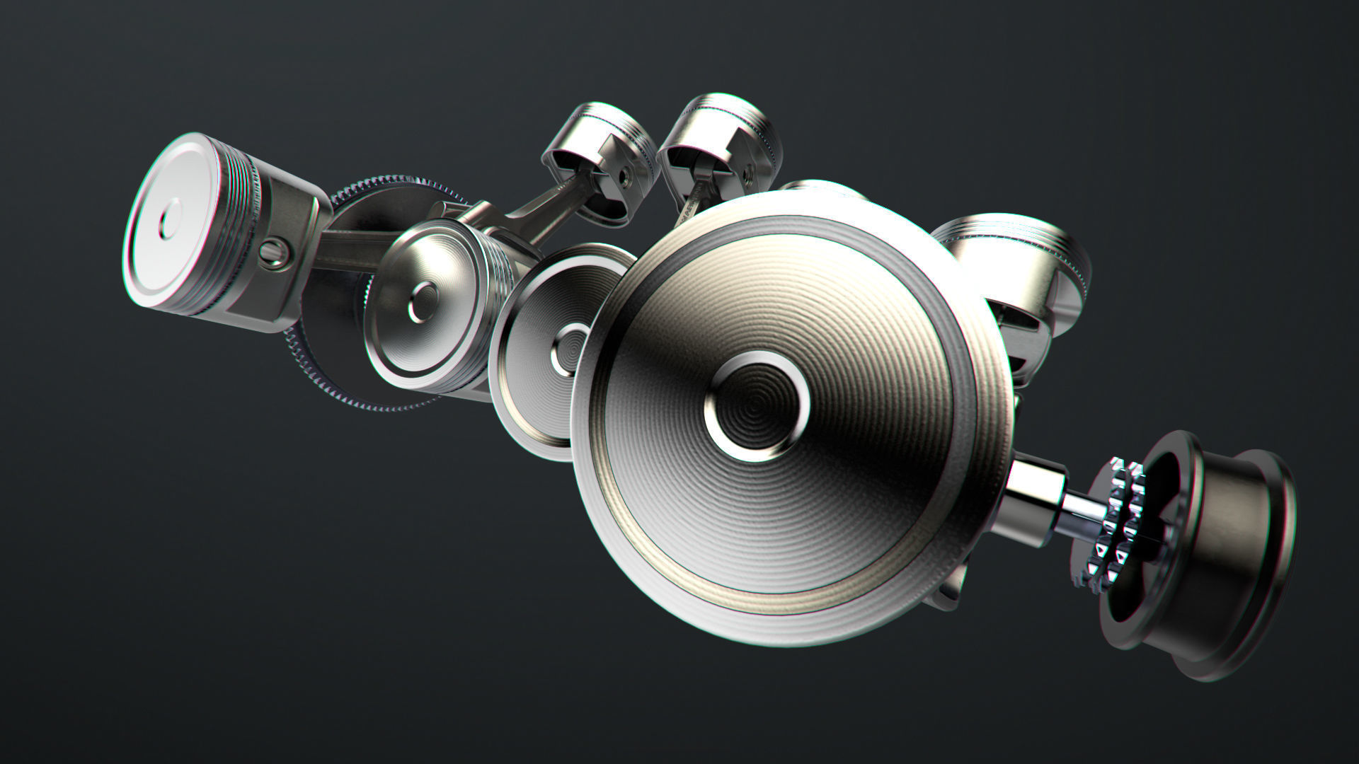 V8 Engine Working Animated 3D model_11