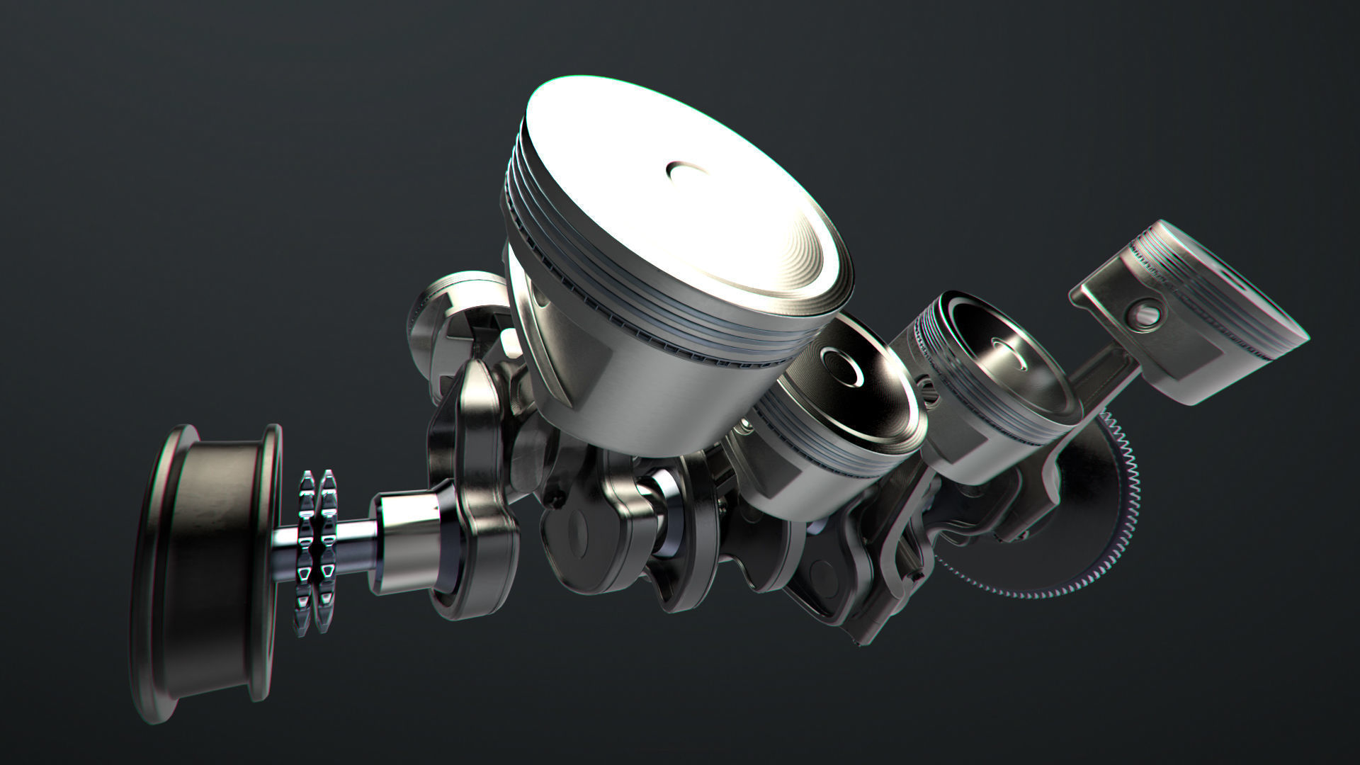 V8 Engine Working Animated 3D model_7