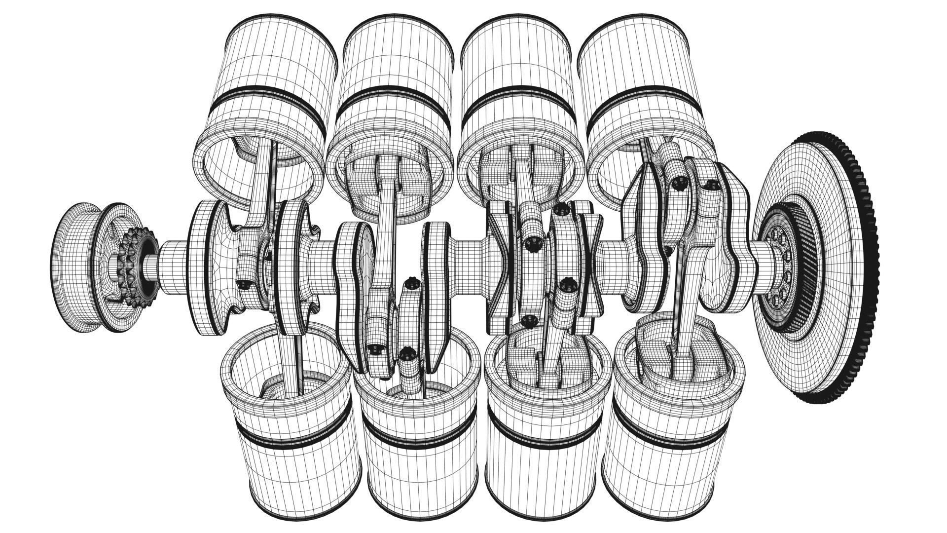 V8 Engine Working Animated 3D model_36