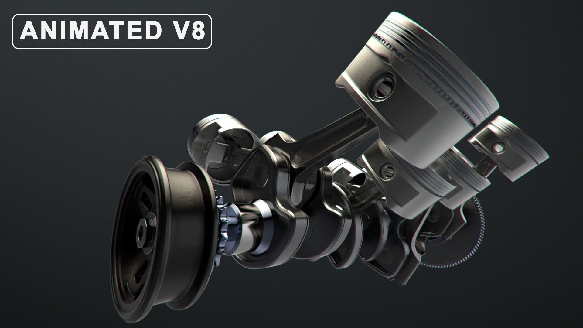 V8 Engine Working Animated 3D model_0