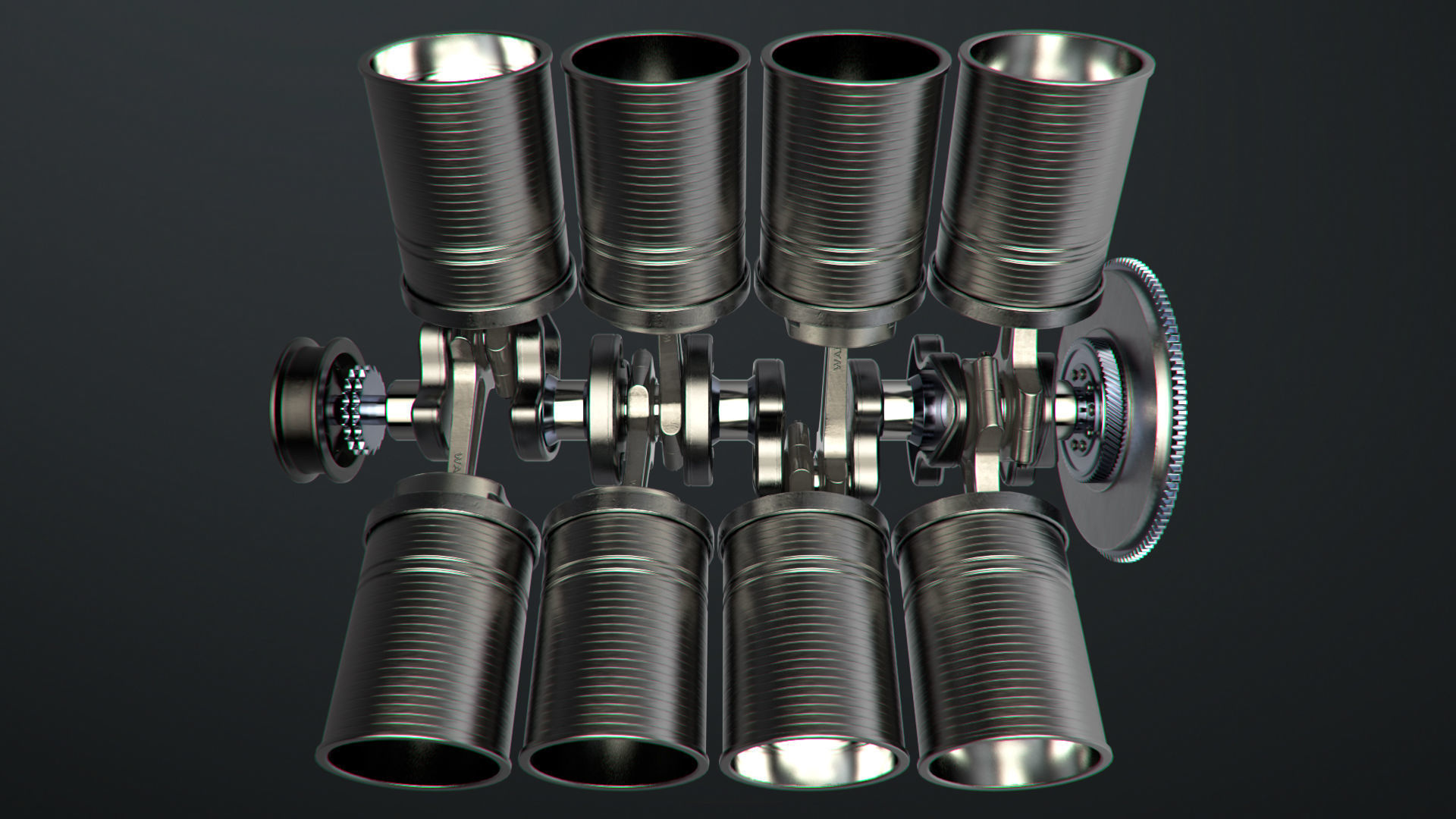 V8 Engine Working Animated 3D model_24