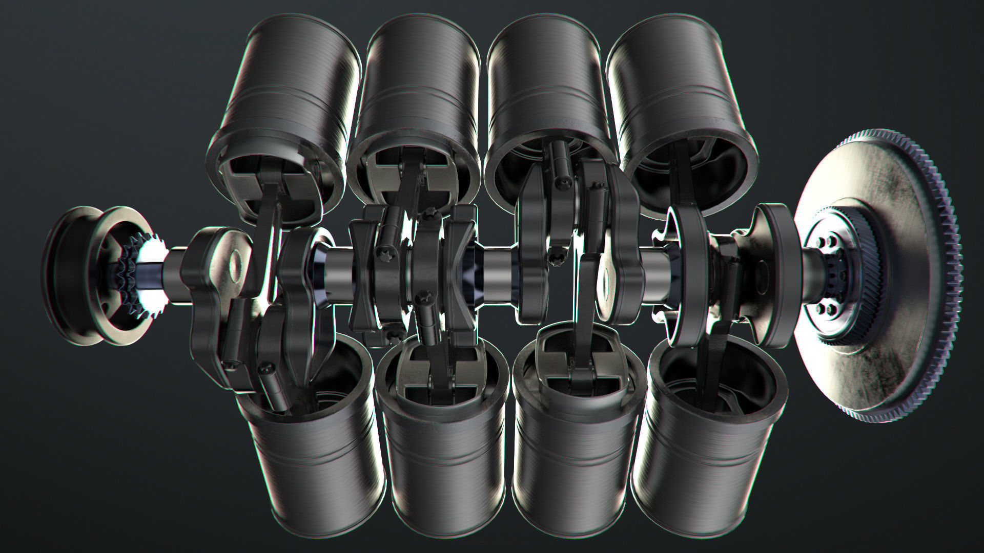 V8 Engine Working Animated 3D model_9