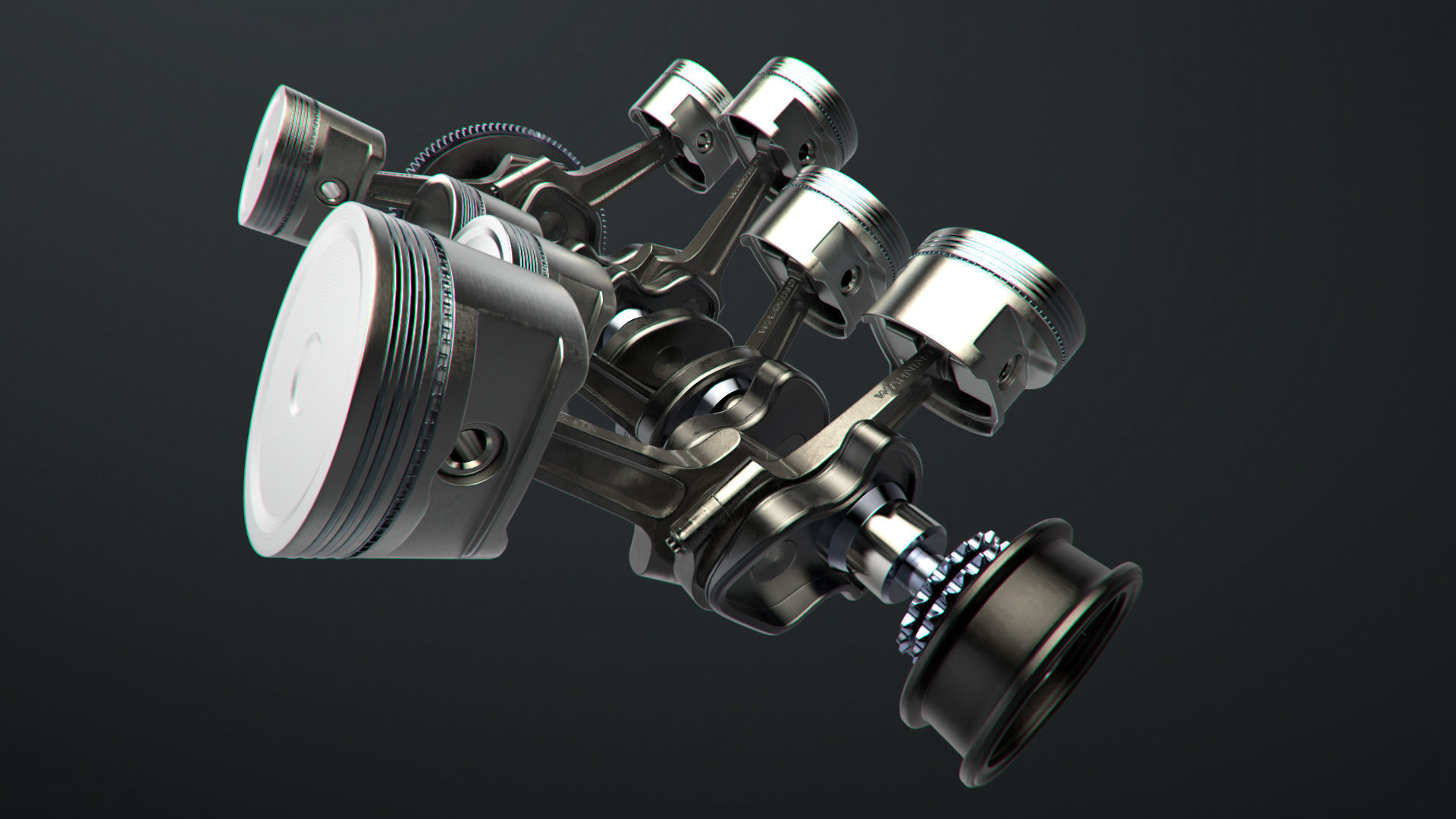 V8 Engine Working Animated 3D model_6