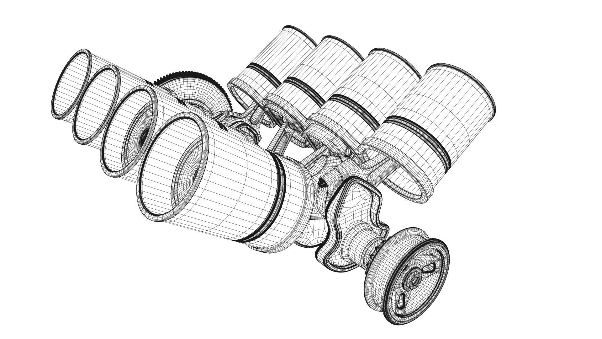 V8 Engine Working Animated 3D model_33