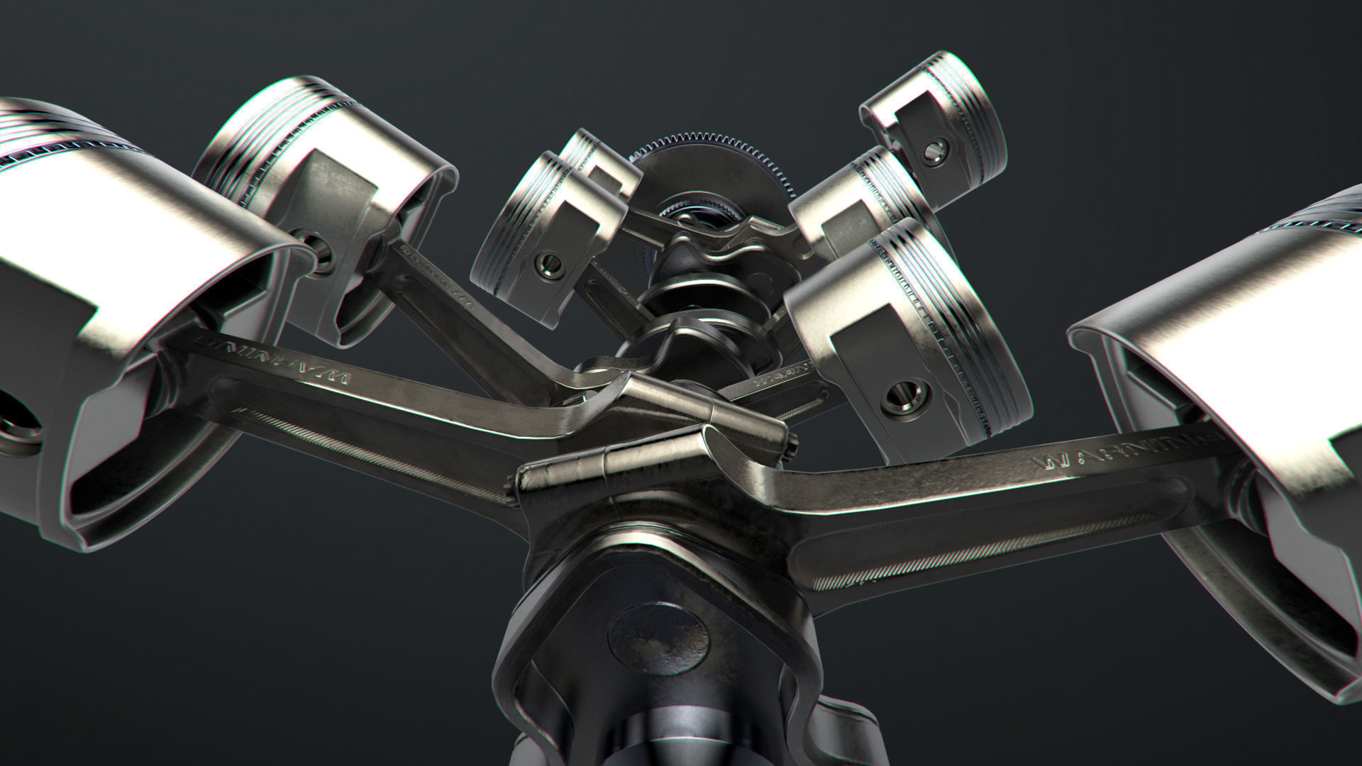 V8 Engine Working Animated 3D model_16