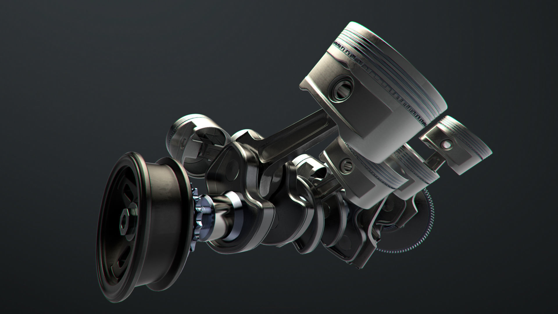 V8 Engine Working Animated 3D model_20