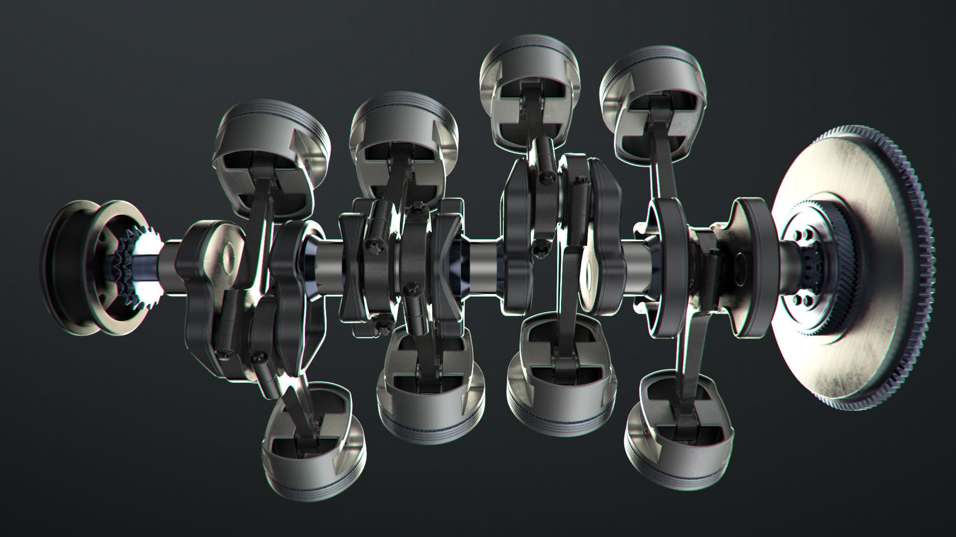 V8 Engine Working Animated 3D model_8